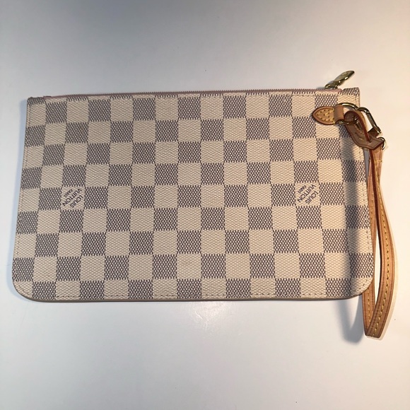 Louis Vuitton Handbags - Louis Vuitton Damien Azur Zip Wristlet Pouch Cream, Pink Interior LV Clutch